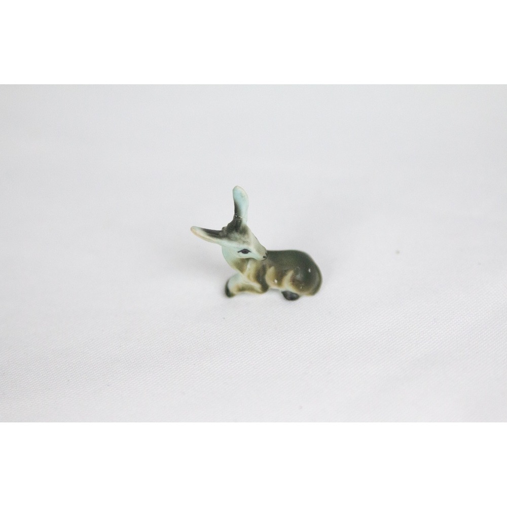 Miniature Ceramic Deer Figurine Small Glazed Porcelain  Collectible